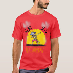 Dabbing Halloween Boys Skeleton Zombie Scary Pumpk T-Shirt