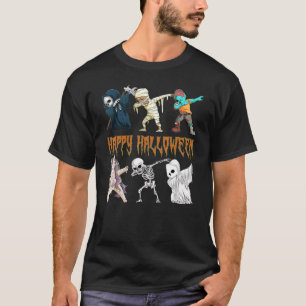 Dabbing Halloween Funny Unicorn Skeleton Mummy Zom T-Shirt