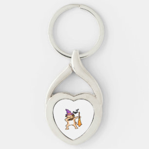Dabbing Halloween Pug Dog Keychain