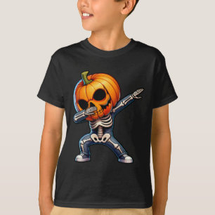 Dabbing Halloween Skeleton Boys Trick Treat Funny  T-Shirt