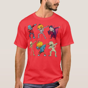 Dabbing Halloween Skeleton Zombie Scary Pumpkin Mu T-Shirt