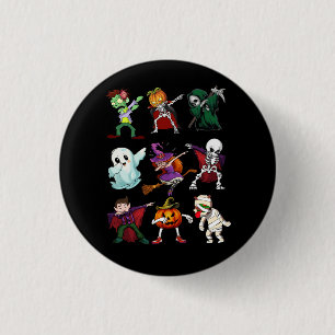 Dabbing Halloween Witch Skeleton Zombie Scary Pump 1 Inch Round Button