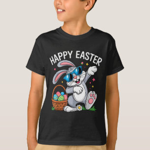 Dabbing happy easter bunny sunglasses kids boys T-Shirt