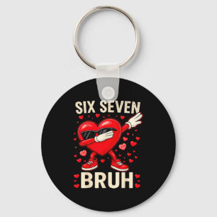 Dabbing Heart 67 Bruh Funny Mens Kids Boys Valenti Keychain
