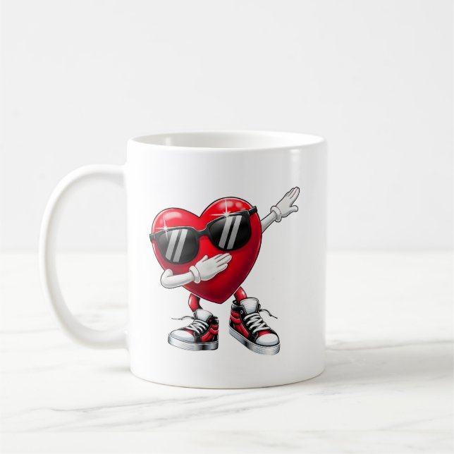 Dabbing Heart Cool Love Valentine Coffee Mug (Left)