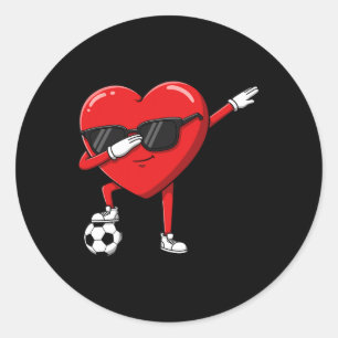 Dabbing Heart Dab Cute Valentines Day Boys Soccer Classic Round Sticker
