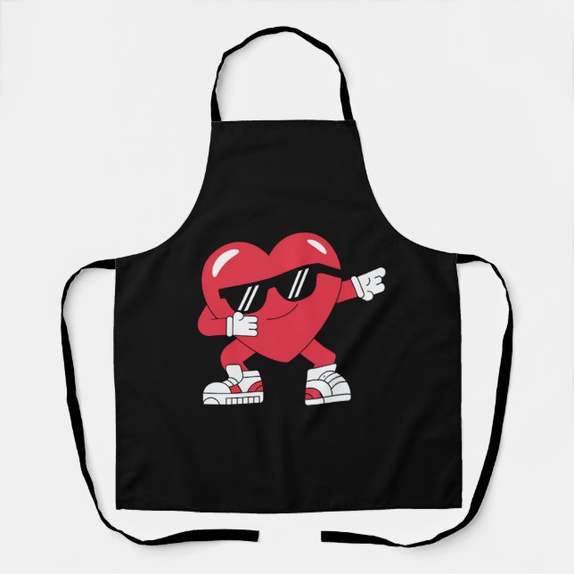 Dabbing Heart Funny Gifts Valentines Day Apron (Front)