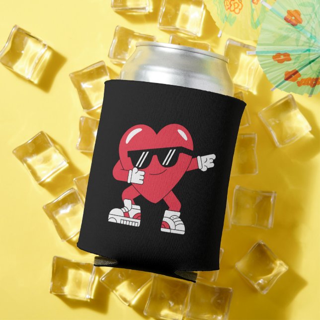 Dabbing Heart Funny Gifts Valentines Day Can Cooler (In Situ Summer)