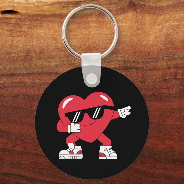 Dabbing Heart Funny Gifts Valentines Day Keychain (Front)