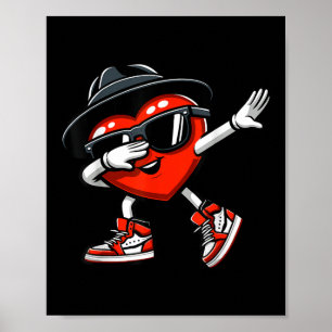 Dabbing Heart Funny Love Kids Boys Men Valentines Poster