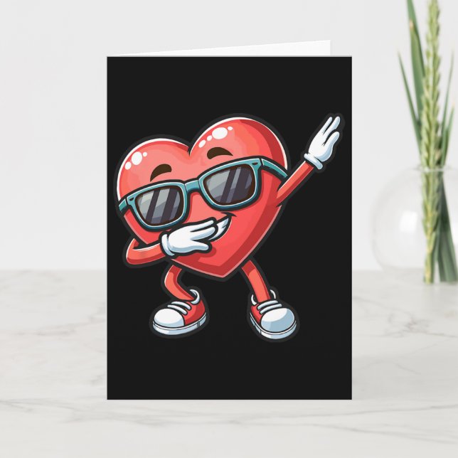 Dabbing Heart Funny Valentine's Day Dab Dance Kids Card (Front)