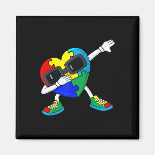Dabbing Heart Puzzle Pieces Autism Dab Boys Girls  Magnet