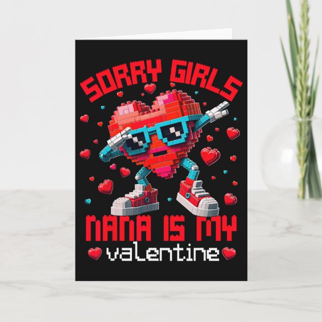 Dabbing Heart Sorry Girls Nana Valentine Building  Card (Front)