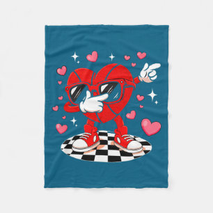 Dabbing heart sunglasses valentine basketball fleece blanket