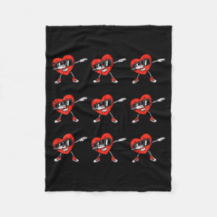 Dabbing Hearts Dab Kids Boys Valentines Day Youth  Fleece Blanket