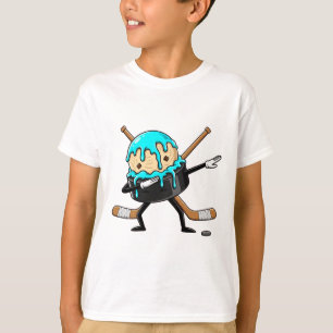 Dabbing Hockey Puck Drip Ice Cream Kids Youth Boys T-Shirt