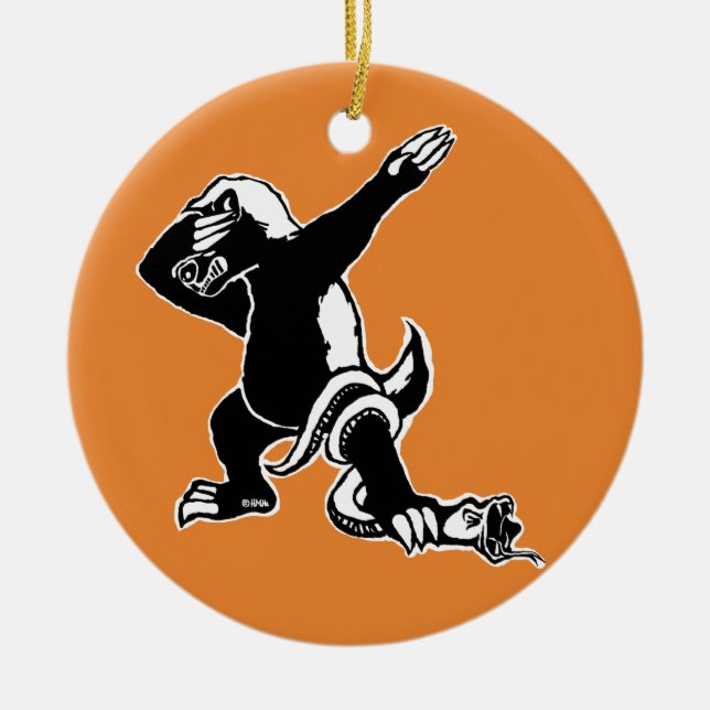 Dabbing Honey badger Ceramic Ornament (Front)