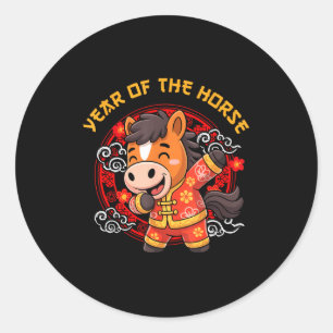 Dabbing Horse Chinese New Year Of The Horse2026  Classic Round Sticker