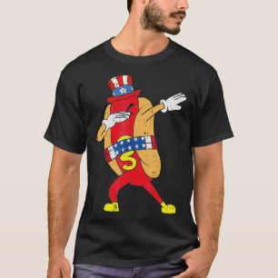Dabbing Hotdog 4th Of July Funny Patriotic T-Shirt