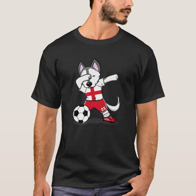 Dabbing Husky England Soccer Fans Jersey English F T-Shirt (Front)