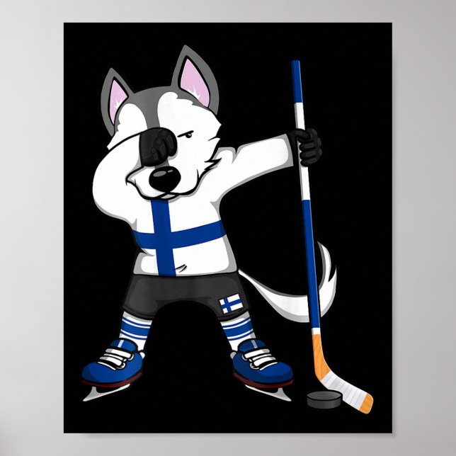 Dabbing Husky Finland Ice Hockey Lovers Jersey Win Poster (Front)