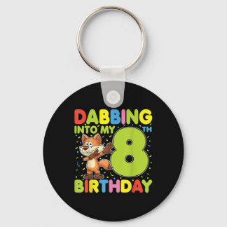 Dabbing Into My 8th Birthday Fox Eight Years Old B Keychain