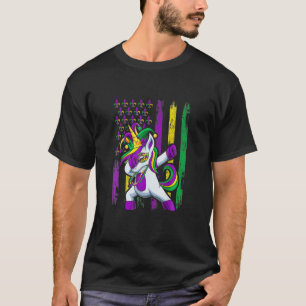 Dabbing Jester Unicorn Flag Mardi Gras, Kids Girls T-Shirt