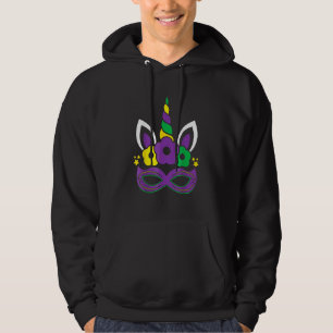Dabbing Jester Unicorn Mardi Gras Kids Girls Hoodie