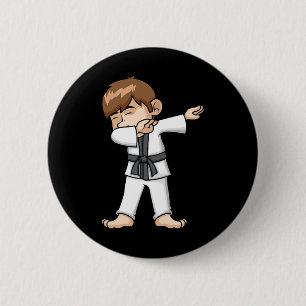 Dabbing Karate Boy Funny Martial Arts Cartoon Desi 2 Inch Round Button