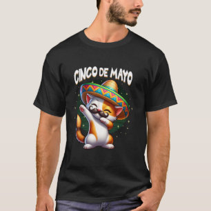 Dabbing Kitty Cat Moustache Sombrero Fiesta Cinco T-Shirt