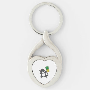Dabbing Kitty Cat Pineapple Aloha Beach Hawaiian Keychain