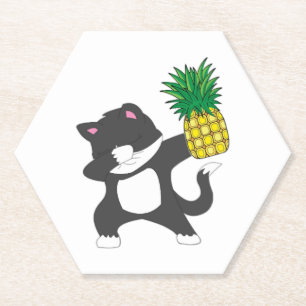 Dabbing Kitty Cat Pineapple Aloha Beach Hawaiian Paper Coaster