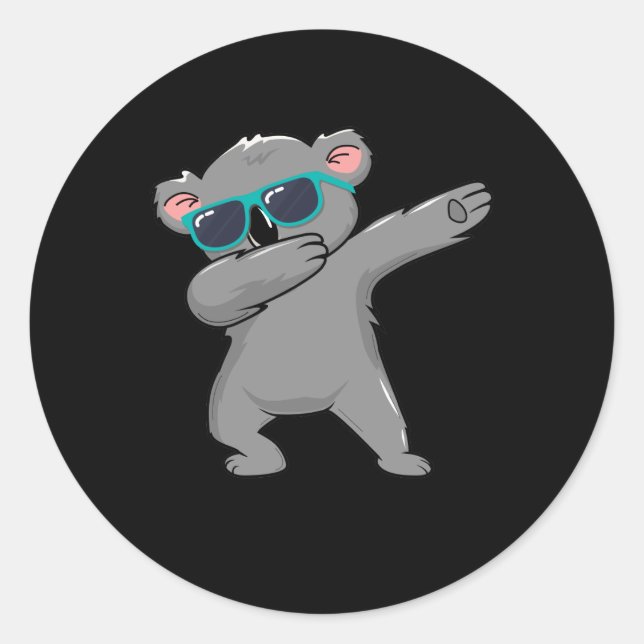 Dabbing Koala Bear with Sunglasses Cool Koala Classic Round Sticker (Front)