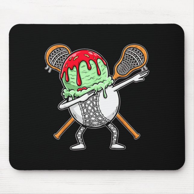 Dabbing Lacrosse Ball Drip Ice Cream Kids Youth Bo Mouse Pad (Front)