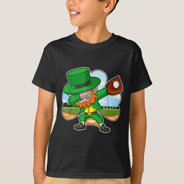 Dabbing Leprechaun Baseball St Patricks Day Irish  T-Shirt (Front)