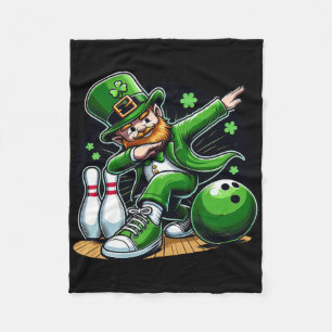 Dabbing Leprechaun Bowling Irish Bowler St Patrick Fleece Blanket