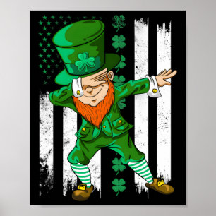 Dabbing Leprechaun Funny Gifts Men Kids Boys St Pa Poster