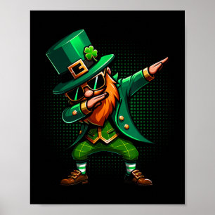 Dabbing Leprechaun Funny Gifts Men Kids Boys St Pa Poster