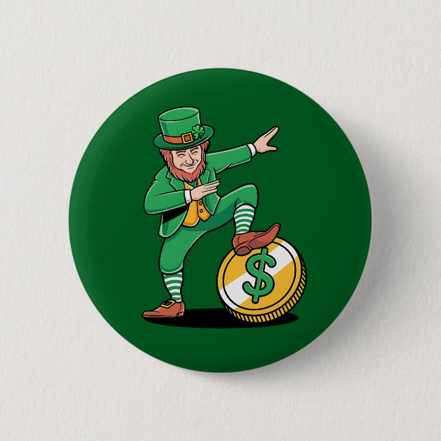 Dabbing Leprechaun Funny St Patrick's Day 2 Inch Round Button (Front)