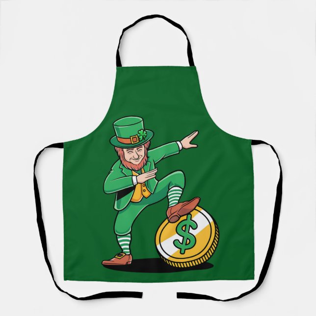 Dabbing Leprechaun Funny St Patrick's Day Apron (Front)