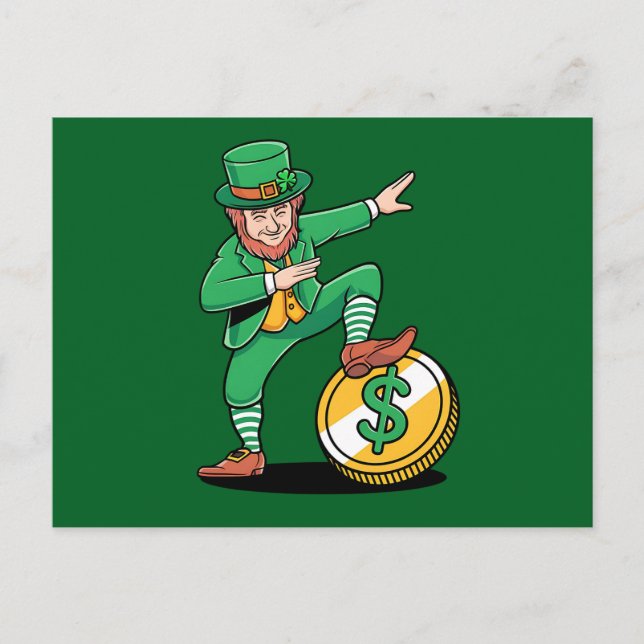 Dabbing Leprechaun Funny St Patrick's Day Invitation Postcard (Front)