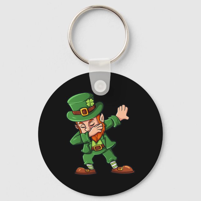 Dabbing Leprechaun St Patrick's Day Dab Boys Girls Keychain (Front)
