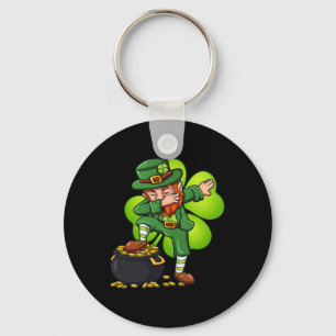 Dabbing Leprechaun With Clover St Patrick's Day Keychain