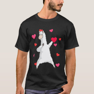 Dabbing Llama Valentines Day Heart Dance Pose Llam T-Shirt