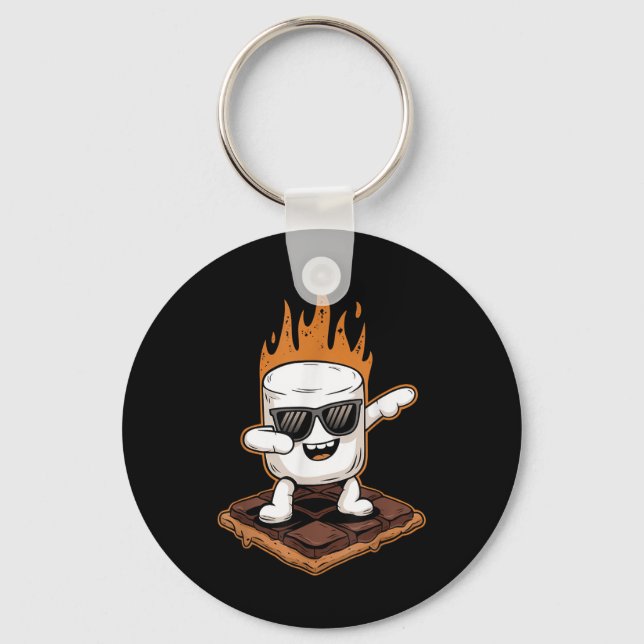 Dabbing Marshmallow Camping Smores Kawaii Smores  Keychain (Front)