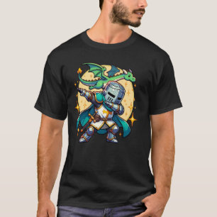 Dabbing Medieval Knight Dragon Funny Renaissance R T-Shirt