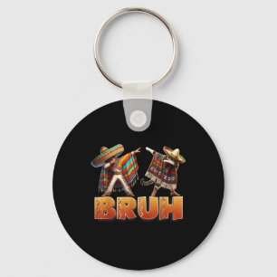 Dabbing Mexican Boy Poncho Bruh Cinco De Mayo Cat Keychain