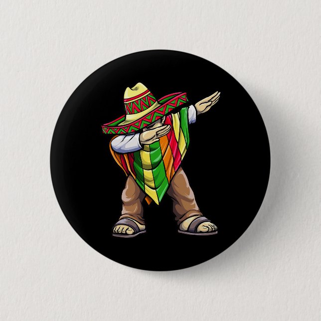 Dabbing Mexican Poncho Cinco De Mayo  2 Inch Round Button (Front)