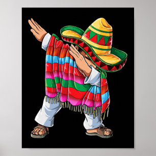 Dabbing Mexican Poncho Cinco De Mayo Boys Men Shor Poster