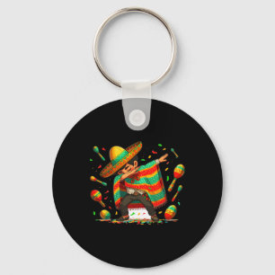 Dabbing Mexican Poncho Cinco De Mayo Boys Men Somb Keychain